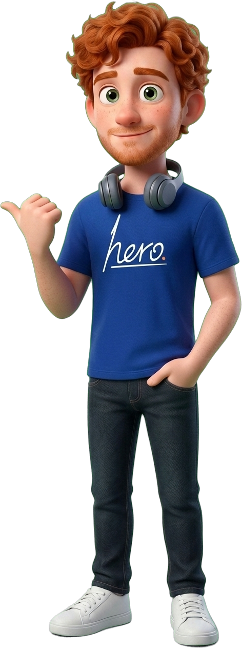 Sam, trainee bij de Hero Academy, wijst naar de carrièrecheck